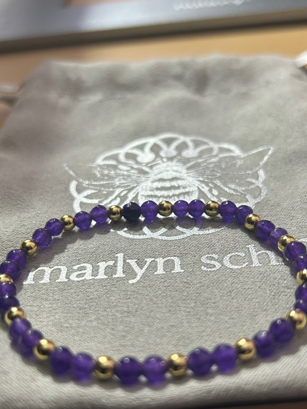 Marlyn Schiff Amethyst Beaded Bracelet with Gold Accents NEW